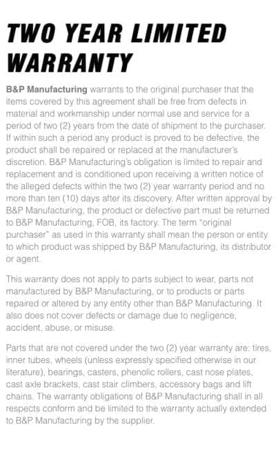 Warranty-Page | B&P Manufacturing